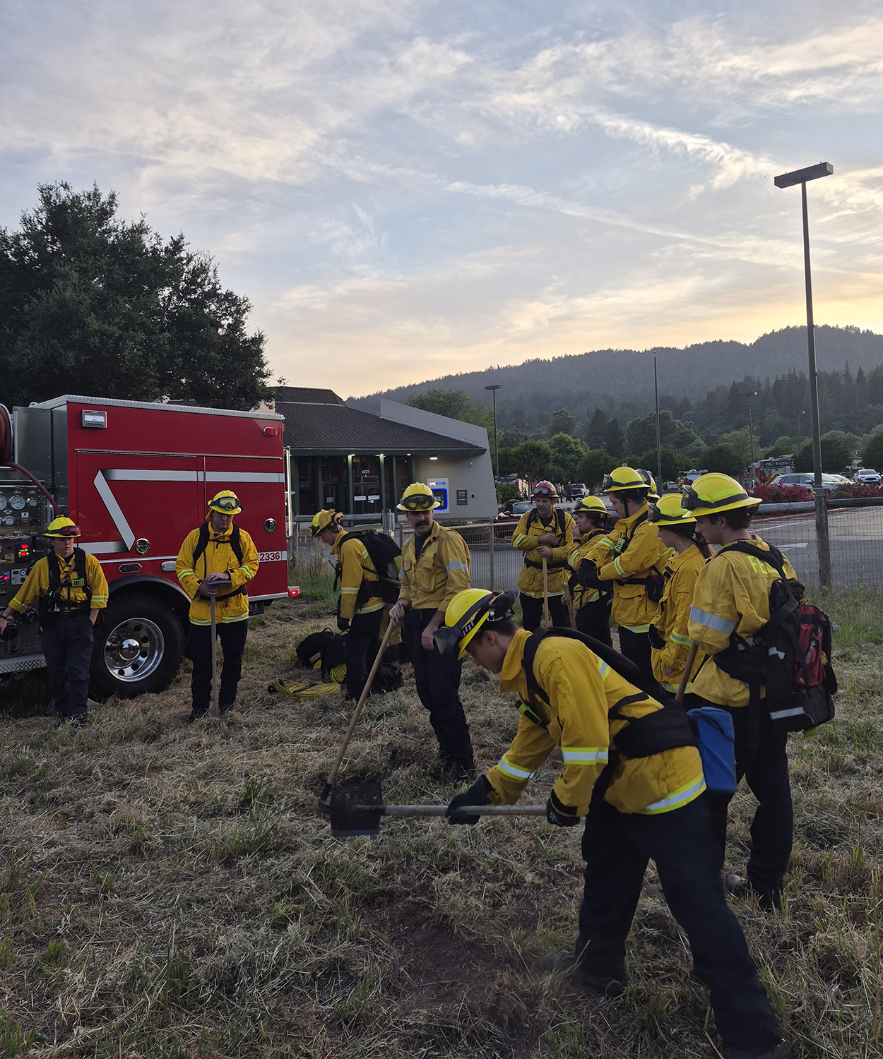 FFPD crew wildland drill at dusk
