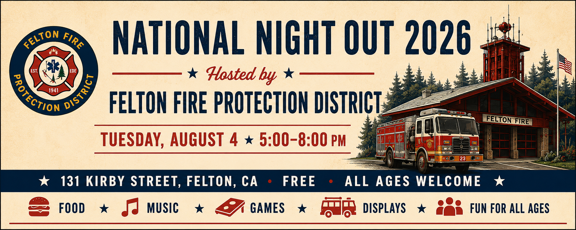 National Night Out 2026 — Hosted by Felton Fire Protection District